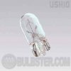 uwx-10124 Ushio Xenoline Series miniature xenon lamp. Wedge Base. UV Protected, long lamp life, low voltage, low pressure, universal burn position. 13.5 volts, 5 watts, clear glass. 8,000 hours.
