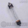 fst 24v-10w/c/xx clear Ushio Xenoline Series miniature xenon lamp. Festoon - S8.5/5 Base. UV Protected, long lamp life, low voltage, low pressure, universal burn position. 24 volts, 10 watts, clear glass.