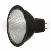BAB/B/FG Ushio MR-16 Superline Reflekto Series Tungsten Halogen Lamp with low voltage, two inch diameter multilense reflector, integrated UV protection, universal burn position, 36 degree flood beam spread, front glass and a black aluminum coating. For use only in approved halogen fixtures.